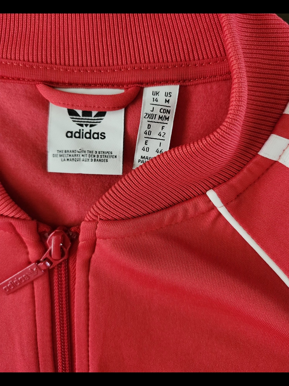 Adidas Red Trefoil Track Jacket with White Stripes - Picture 2 of 4